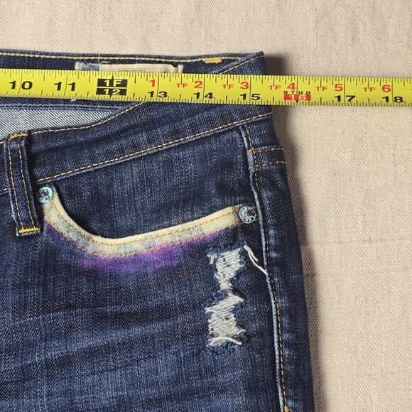 GAP 1969 Vintage Boot Cut Stretch Jeans - Women’s Size 2R, Dark Wash, Distressed - Picture 6 of 16